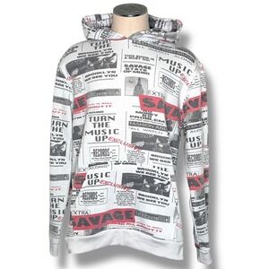 Y2K Seven Souls XL‎ Graphic Print Hoodie "Turn the Music Up" Brooklyn Style